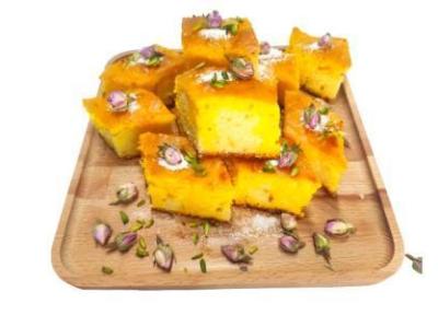 طرز تهیه کیک باقلوا زعفرانی خوشمزه